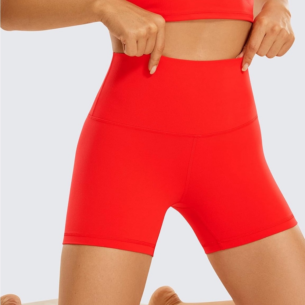 CRZ YOGA Womens Butterluxe Biker Shorts 4'' - Dark Red